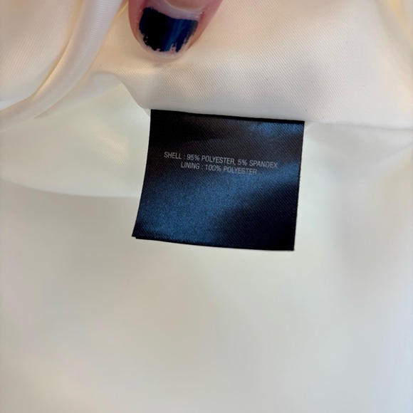 T Tahari Cream Trench Coat Women's Large Minimalist Classic Career Jacket A Line - Picture 4 of 5